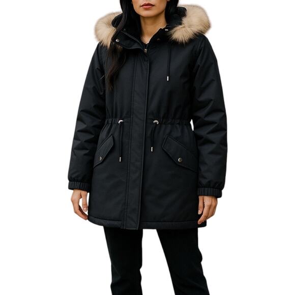Banana Republic Parka Jacket Water Resistant Hooded Black Size XSP - Picture 1 of 7
